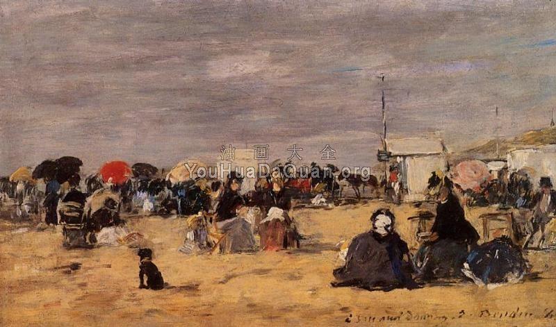 Trouville, Beach Scene - 尤金·布丹